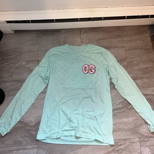 OG Long Sleeve Shirt, Checkered Back, Teal, Donut